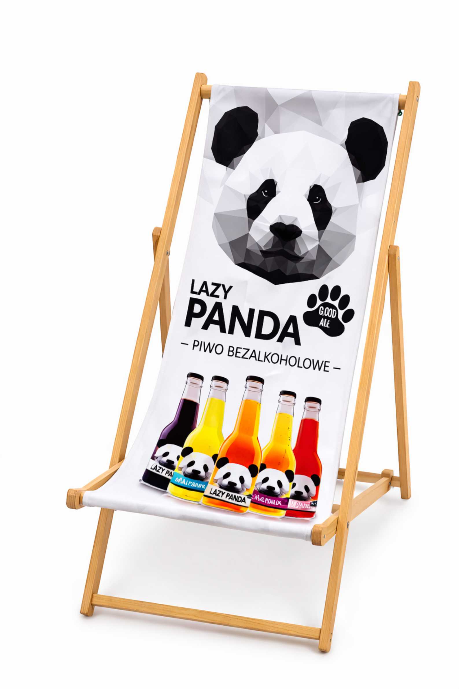 Leżaki drewniane z nadrukiem logo